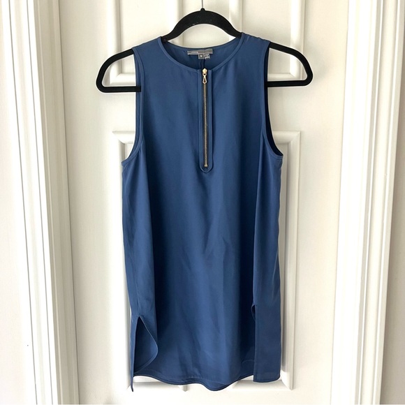 Vince Blue Silk Zippered Tank Top - Picture 1 of 8